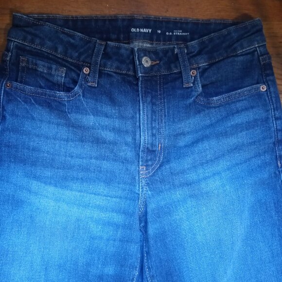 OLD NAVY mid rise OG straight ankle jeans in Faded Dark Wash (sz10) - Picture 5 of 12